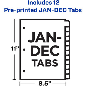 Avery® Preprinted Monthly Tabs Plastic Dividers