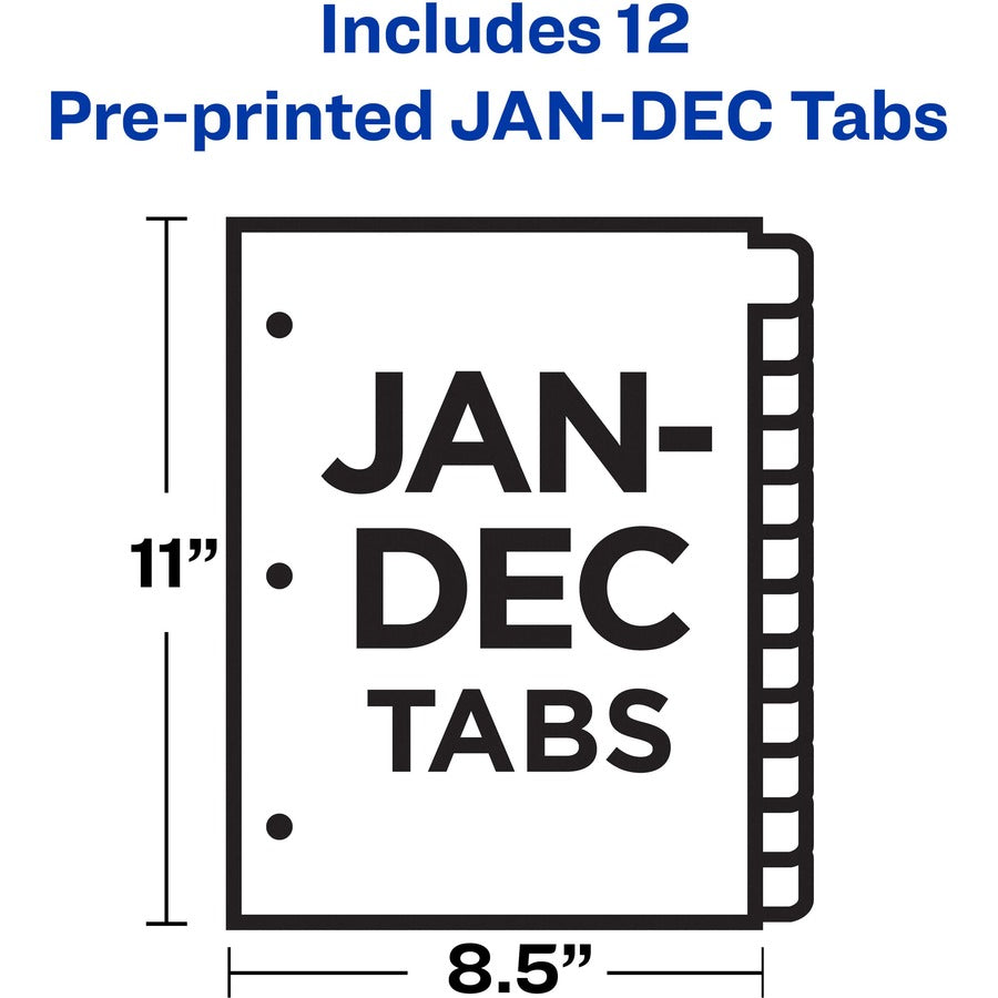 Avery® Preprinted Monthly Tabs Plastic Dividers