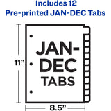 Avery® Preprinted Monthly Tabs Plastic Dividers