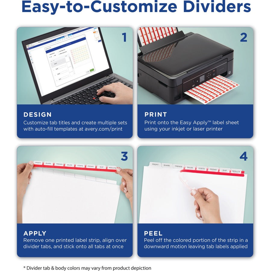 Avery® Print & Apply Label Unpunched Dividers - Index Maker Easy Apply Label Strip