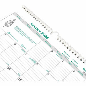 Brownline EcoLogix Monthly Wall Calendar, Twin-Wire Binding, 100% Recycled