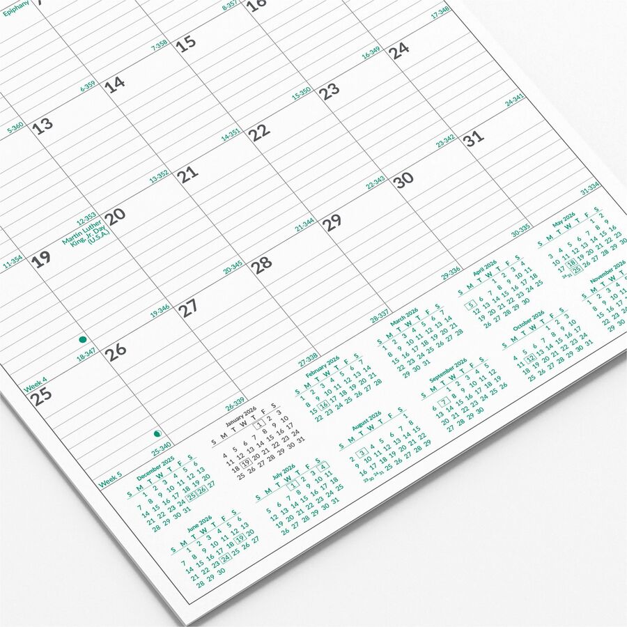Brownline EcoLogix Monthly Wall Calendar, Twin-Wire Binding, 100% Recycled