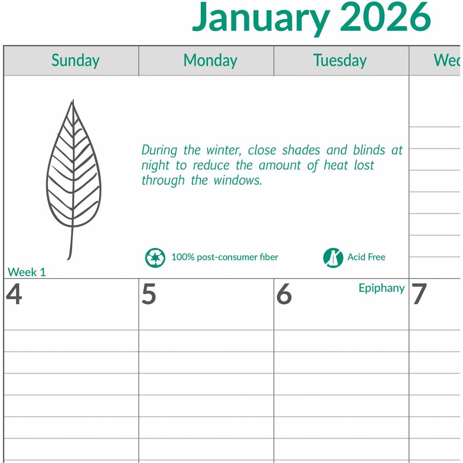 Brownline EcoLogix Monthly Wall Calendar, Twin-Wire Binding, 100% Recycled