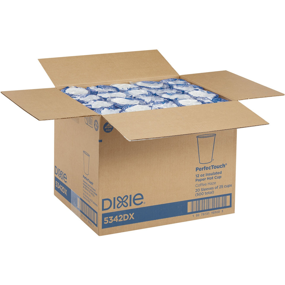 Dixie PerfecTouch 12 oz Insulated Paper Hot Coffee Cups by GP Pro