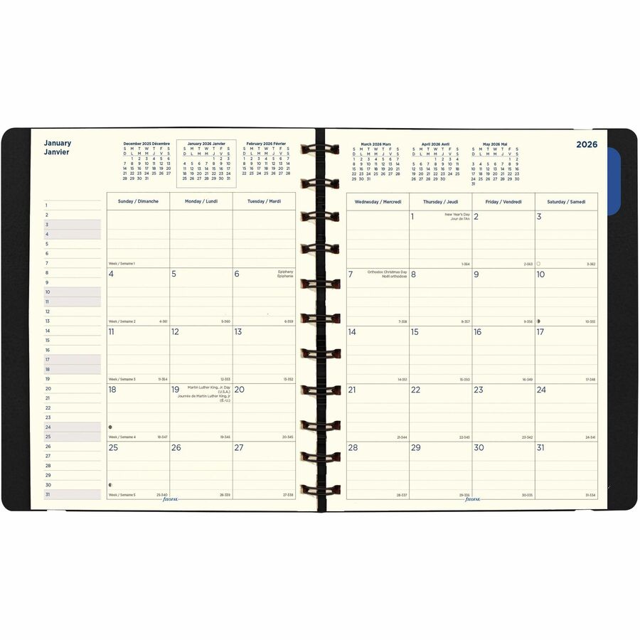 Filofax Monthly Planner, 17 Months, Bilingual, Black (C1811001)