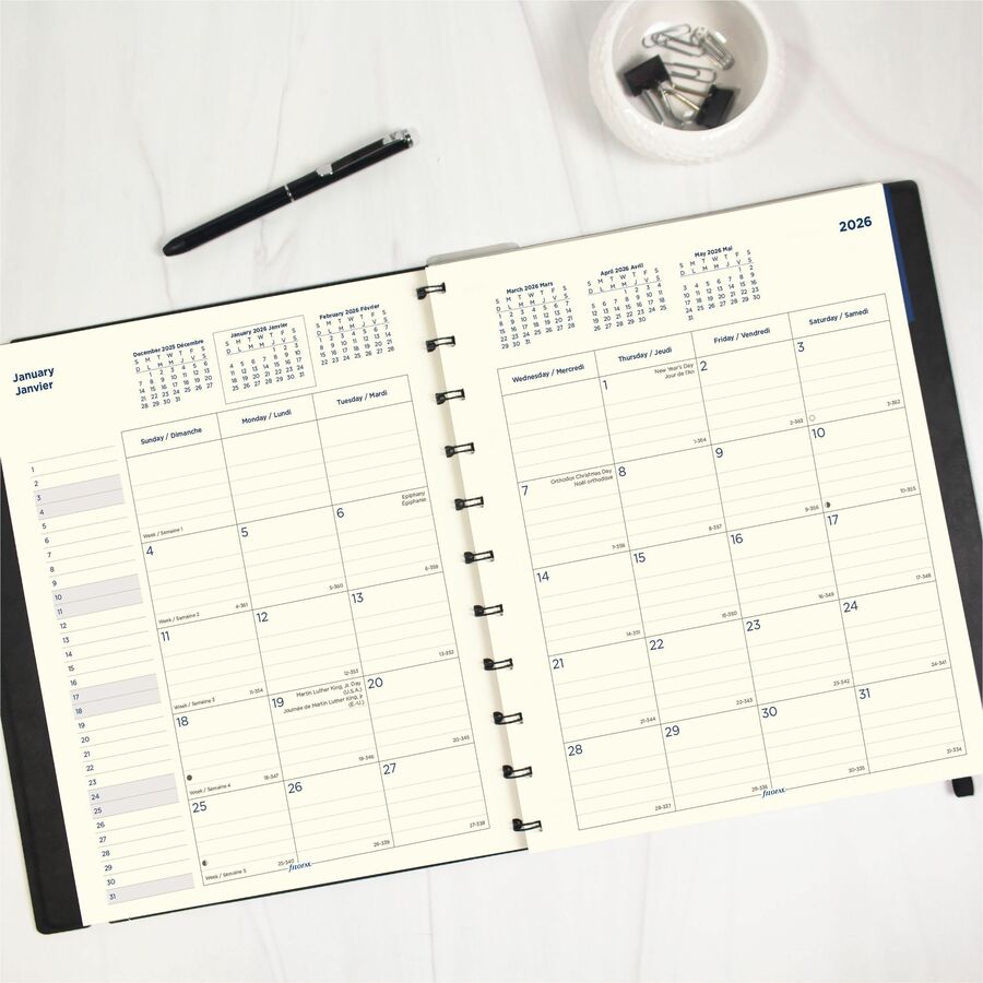 Filofax Monthly Planner, 17 Months, Bilingual, Black (C1811001)